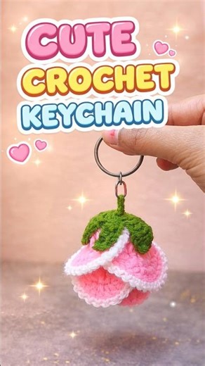 making a keychain within 40sec #crochet #crochetlovers #diy #rose #handmade