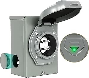 Pre-Drilled Generator Inlet Box, NEMA 3R 30 Amp Outdoor Waterproof Power Inlet Box, NEMA L14-30P 4 Prong, 125/250 Volt, 7500 Watts, ETL Listed