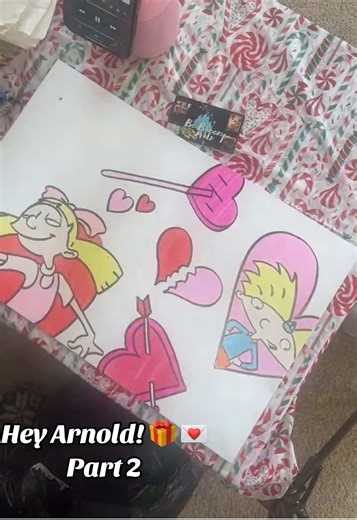 Part 2 of this Hey Arnold! Valentine’s 💌 Day Gift Box 🎁 Watching a blank canvas transition into art be so therapeutic. #valentinesday #heyarnold #nostalgia #love