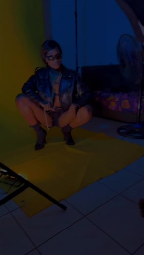 Dynamic Photoshoot with Model in Studio Setting