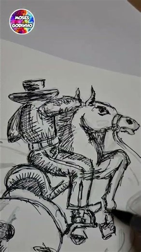How to Draw and Shade Rough Sketch | Cowboy | Wild Horse | Cowboy Drawing | Sketch | Moses Godinho
