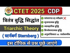 CTET 2025 | त्रितंत्र बुद्धि सिद्धांत | स्टर्नबर्ग Sternberg | Triarchic Theory (Theory + MCQs)