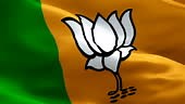 BJP flag Motion Loop video waving in wind. Realistic Indian People...