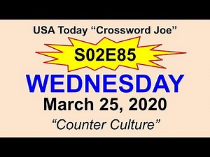 S02E85 USA Today Crossword "Counter Culture" March 25, 2020