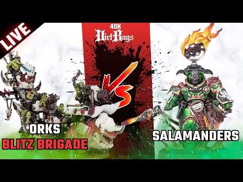 🔴New Ork Blitz Brigade vs Salamanders Live Battle Report | Competitive | Warhammer 40k #40k