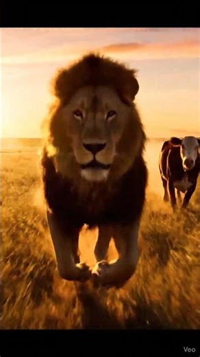 Lion and Cow in the Wild | Cinematic Wildlife Scene in 4K