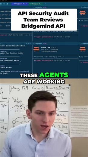 Building a custom security team with AI. Opus 4.6 coordinates specialized agents to audit the BridgeMind API and generate a readme of findings. Link in bio to subscribe to BridgeMind. #vibecoding #aiagents #securityaudit #bridgemind