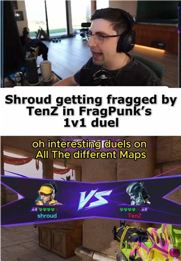Shroud getting fragged by TenZ in FragPunk’s 1v1 duel #FragPunk #Shroud #fragpunktwitchrivals