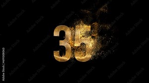 Golden number 35 from particles, numbering, thirty five, golden numbers, alpha channel