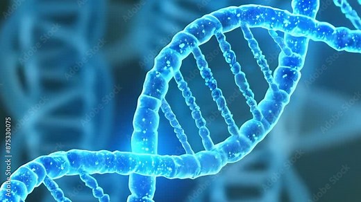 A detailed, 3D rendering of a DNA double helix, with a focus on the intricate structure of its strands and the subtle glow emanating from the center.