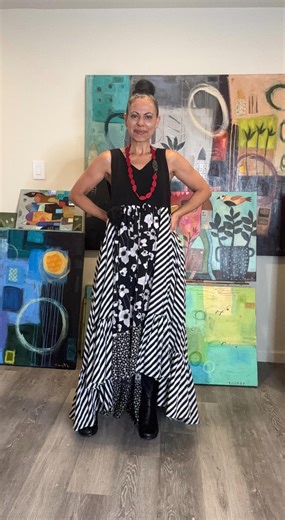 Casual Black and White Sleeveless Maxi Dress Xl'mina', Loose Summery Uneven Black Maxi Dress, Up-cycled Maxi Black and White Dress. - Etsy