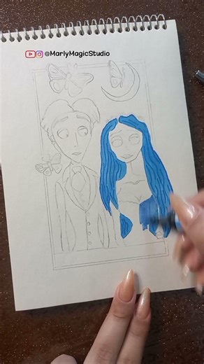 Corpse Bride Drawing Tutorial! 💙👰🏻 #art #drawing #drawingtutorial #painting