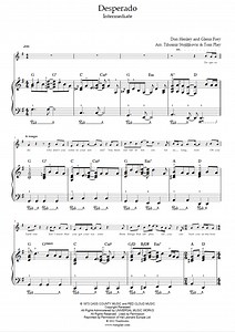 Desperado (Intermediate Level, Solo Piano) (Eagles) - Piano Sheet Music