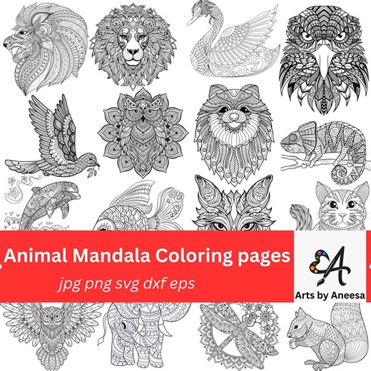 Printable Animal Coloring Pages for Kids and Adults; Mandala Art Coloring Sheets (instant Download) - Etsy UK