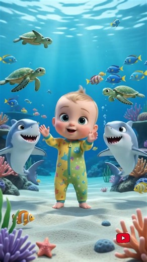 🦈 Baby Shark Dance Adventure 🎵 | Cute Baby Cartoon Song | Kids Nursery Rhymes #Shorts# #kidssongs