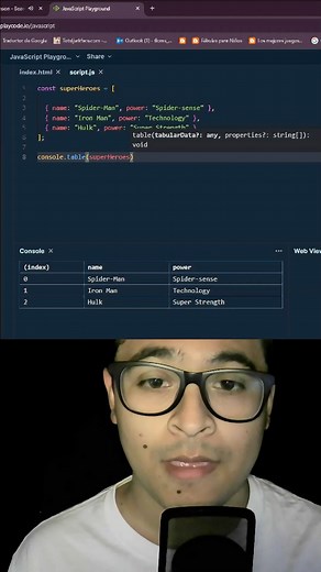 3.4K reactions · 262 shares | TABLAS CON JAVASCRIPT #reelsviralシ #foryoupageシ #2025Ready #javascriptchallenge #JavascriptLearning #mexico #htmlcssjavascript #ReactJS #programador #memes #javascript #tablas #spiderman | ElLicenciado Flores | Facebook