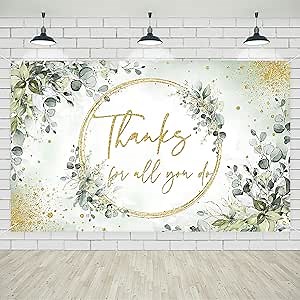 Avezano Thanks for All You Do Banner Thank You Party Backdrop Sage Green Employee Retirement Teacher Staff Appreciation Party Decorations Banner 6 x 3.6 ft