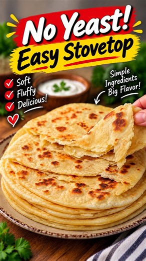 Soft & Fluffy Yogurt Flatbread – No Yeast! #easyrecipes #recipe