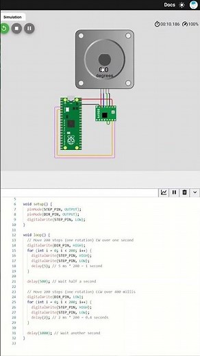 Raspberry Pi Pico Stepper Motor Control in #wokwi