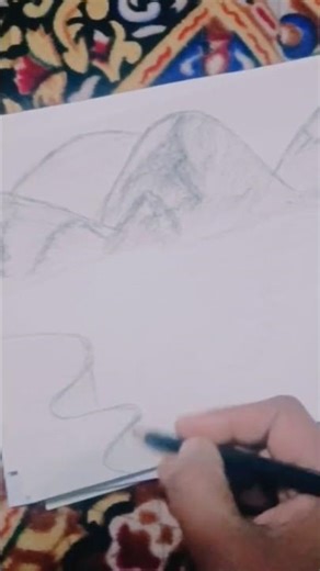 landscape drawing using a charcoal pencil, #viralshort