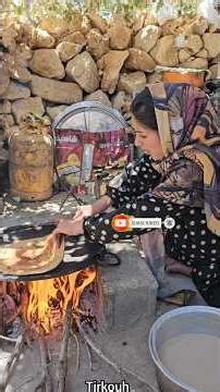 😲 Traditional bread on fire with Fariba's hands | The real life of nomads 🫓🔥❤️ #mountainlife