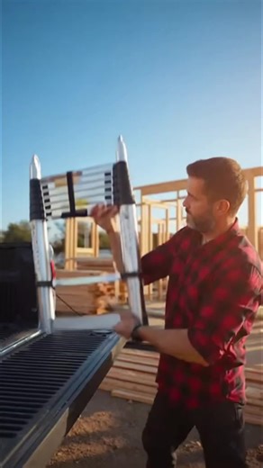 Need a ladder that fits anywhere? This 5m telescopic ladder folds tiny—use it as a straight/step ladder, sturdy for home/DIY. No more bulky storage! 🪜✨#LadderLife #DIYEssential