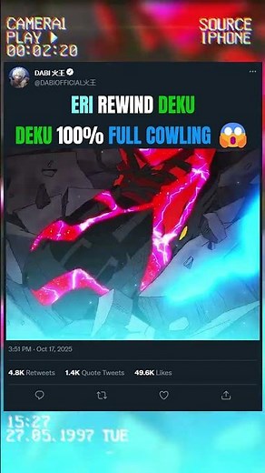 ERI REWIND DEKU, DEKU 100% FULL COWLING 😱 | #animeedit #myheroacademia