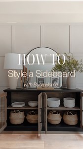 How to style a sideboard a free visual styling guide when you comment WESTBROOK. Plus use code SARAH20 for 20% off your order. I’m loving the design of the Westbrook sideboard by @bushhome_furniture. I can’t get enough of the exposed wood finish that can be seen through the pane glass doors. The doors are also a beautiful way to store but also display your favourite serving wares. Plus the shelves are deep, allowing for larger items to fit perfectly. . . . . . . . #HowToStyle #StylingTips #Inter