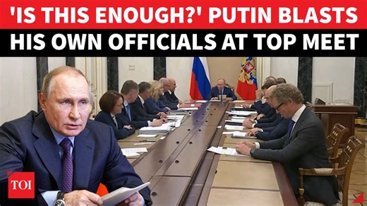 12K views · 154 reactions | #Russian President #VladimirPutin questioned his cabinet over sluggish #GDP growth, demanding faster economic progress. The comments come as Russia reported only 1.1% growth from #January to #July. This follows the central bank’s rate cut and warnings of high inflation amid heavy spending on the Ukraine war. Watch | The Times of India | Facebook