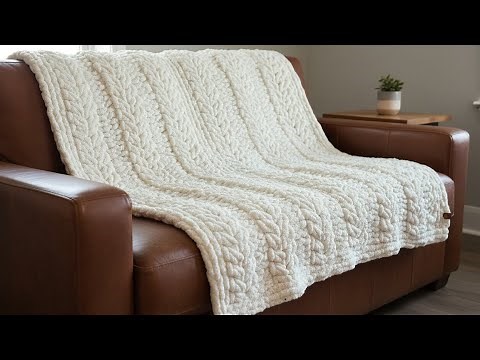 HAND KNIT A CHUNKY BLANKET - BUTTERFLY CABLE