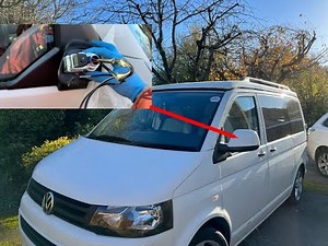 VW Transporter T5,T6,T7 electric folding wing mirror repair - how to replace bent bracket