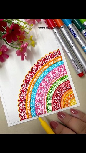 41K views · 421 reactions | Colourful mandala patterns.. ❤️李 #patterns #fypシ #mandalapassion #explorepage #colourful #handdrawn #fbreels2025ツ #réel #mandala #zenart #mandalaart #drawing #art #easyart #arttutorial #drawwithme | Full of Colors by Anushree | Facebook