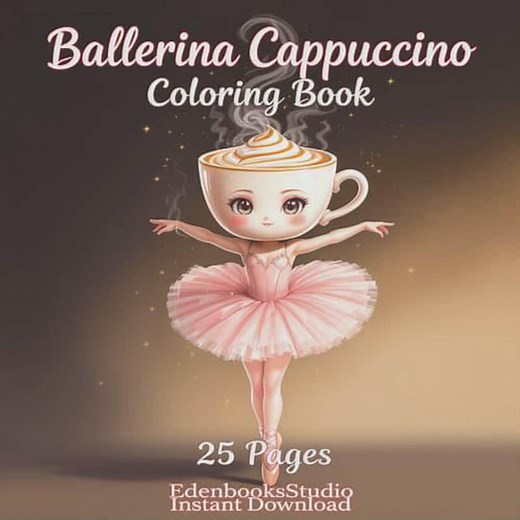 バレリーナの塗り絵 カプチーノ – バレエダンサーの印刷可能なページ、大人と子供の塗り絵、PDFの即時ダウンロード - Etsy 日本