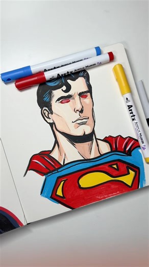 Drawing Superman #superman #dc #dcfanart #acrylicmarkers