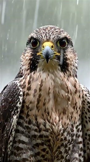 Peregrine Falcon Sitting in Rain on Tree #PeregrineFalcon #Wildlife #BirdsOfPrey #Rain #Nature