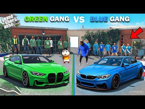 Franklin Blue Gang VS Shinchan Green Gang BMW Challenge In GTA 5! As Phinchan,Khinchan GTA 5!