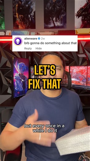 76K views · 3K reactions | What should I complain about next? Thanks @alienware for stepping in and sending the Alienware Pro Wireless Gaming Keyboard #theultimatenerd #gamingsetup #gamingroom #gamer #alienware | Dinocornel | Facebook