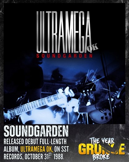 ON THIS DAY, October 31st, 1988, SOUNDGARDEN released their debut full-length album, Ultramega OK, through SST Records. Ultramega OK is a stunning album. Menacing, dark, and wickedly funny, it laid the foundations not only for Soundgarden’s future but also for the grunge and alternative rock revolution that would turn the music world on its head three years later. Ultimately, the album has struggled to be heard above the overwhelming din of the band’s masterpieces, Louder Than Love, Badmotorfing
