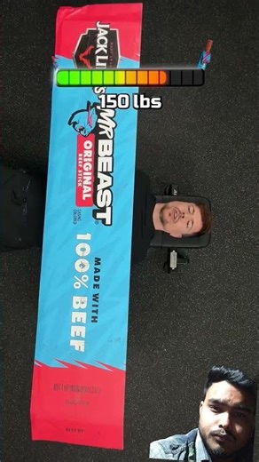 Lifting Bigger and Bigger Beef Sticks😲 #mrbeast #shortsfeed #shorts