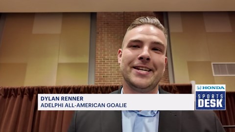 Adelphi men's lacrosse team receives championship rings