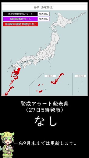 熱中症警戒アラート9.28（27日17時発表）