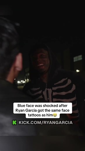 Blue face was shocked after Ryan Garcia got the same face tattoos as him #blueface #ryangarcia