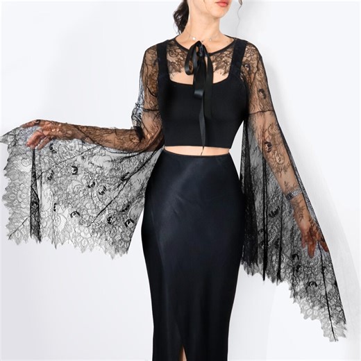 Witch Sleeves Bolero, Lace Bolero, Vampire Bolero, Halloween Bolero, Long Sleeve Bolero - Etsy