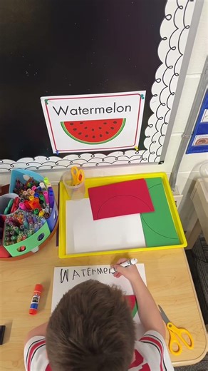 Here’s a watermelon craft I have set up in my writing center