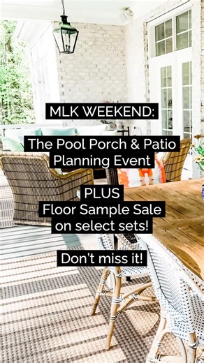 ✨ MLK Weekend is here! ✨ Pool, porch & patio planning starts now — plus floor sample savings on select styles! Don’t forget your space dimensions photos for your FREE design consultation. Don’t miss it! | Williamsburg Wicker and Patio