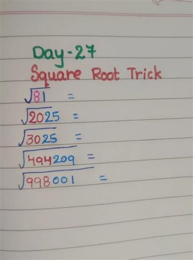 Find square roots faster with this simple math trick. Learn it once — #SquareRootTrick #MathTrick