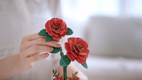 ROBOTIME Wooden Flower 3D Puzzle TW021 Lilac, Purple Gifts Idea, 30-Minute Crafts for Adults & Teens, Artificial Flower Decorations, Birthday/Valentine's Day