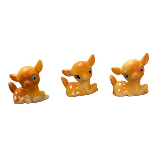 Set of 3 - Kitschy Cute Fawn Miniatures - Anthromorphic Animals - Retro 60’s Miniatures - Etsy UK