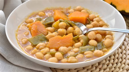 Garbanzos con calabaza y judías verdes | Receta fácil y saludable