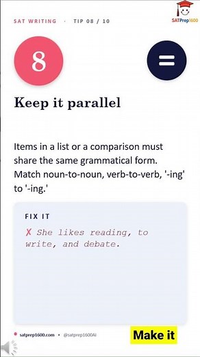 This parallel structure fix saves your SAT score #sat #writing #grammar